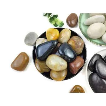 SHIZWU Colorful Polished River Rocks for Outdoor Decor