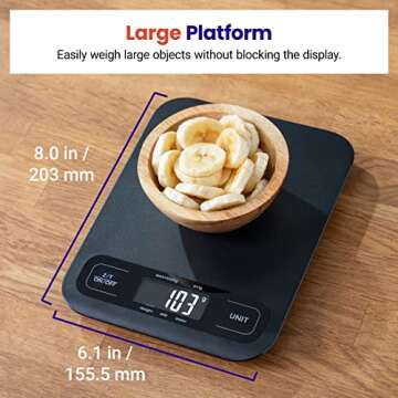 Etekcity Food Kitchen Scale, Digital Mechanical Weighing Scale,Grams and Ounces for Weight Loss, Baking, Cooking, Keto and Meal Prep, Large, Matte Black