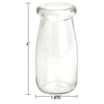 Mantello 4” x 2”, Set of 12 Vintage Milk Bottle-Shaped Corked Glass Bottles, Baby Shower Party Favor, Centerpiece, Bud Vase
