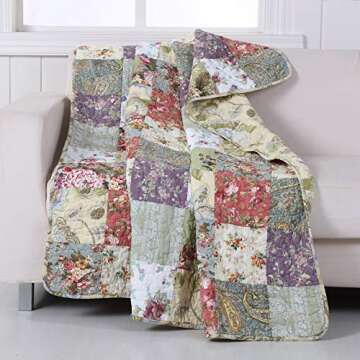 Greenland Home Blooming Prairie Quilted Patchwork Throw Blanket - Cozy & Stylish