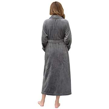 ZAKASA Long Robes for Women, Plush Bathrobe Womens Shawl Collar Luxury Robes, Soft Warm Fleece Bath Robe