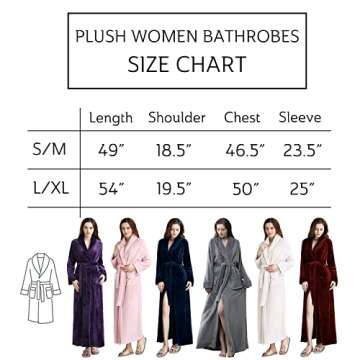 ZAKASA Long Robes for Women, Plush Bathrobe Womens Shawl Collar Luxury Robes, Soft Warm Fleece Bath Robe