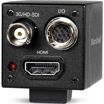 Marshall CV505-M Full-HD 3G/HD-SDI 2.5MP Mini-Broadcast POV Camera (50/60/25/30 fps) with 3.7mm 2MP Lens, 2.5 Megapixel 1/3-inch CMOS Sensor, Horizontal Resolution 1000TVL
