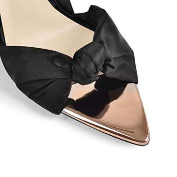 onlymaker Women's Spikes-stilettos Pointed Toe Cross Ankle Strap Lace Up Bow Sandal Black Size 10