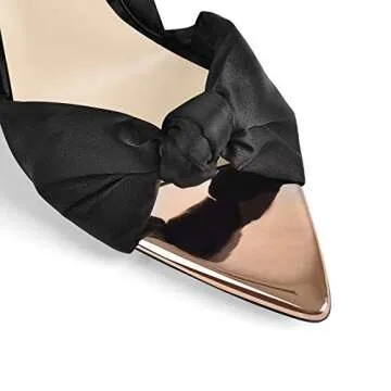 onlymaker Women's Spikes-stilettos Pointed Toe Cross Ankle Strap Lace Up Bow Sandal Black Size 10