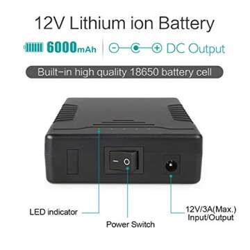 Talentcell 12V Rechargeable Lithium ion Battery Pack YB1206000, DC Output for LED Strip and CCTV Cam...