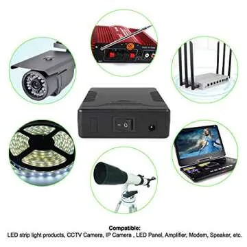 Talentcell 12V Rechargeable Lithium ion Battery Pack YB1206000, DC Output for LED Strip and CCTV Camera, 11.1V 6000mAh Portable Li-ion Batteries with AC/DC 12.6V 1A Charger, Black