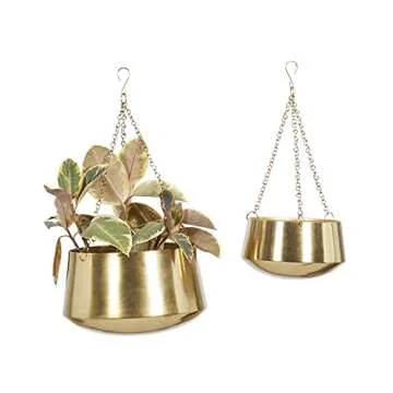 Deco 79 Indoor Outdoor Gold Hanging Planters - Set of 2