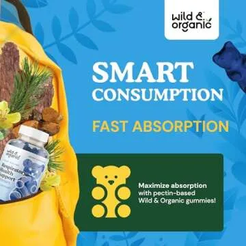 Wild & Organic Lung Detox Gummies - 1000 mg Mullein Gummies for Lungs Cleanse - Natural Supplements with Mullein Leaf Extract and Mushroom Blend - 60 Vegan, Non-GMO Chews