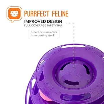 Purrfect Feline Titan's Tower, 3 Tier Cat Tower for Indoor Cats, Purple - Multi-Stage Interactive Cat Toy Ball Track with Anti-Slip Grips - Cat Tree Tower, Suitable for One or More Cats