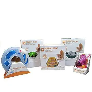 Purrfect Feline Titan's Tower, 3 Tier Cat Tower for Indoor Cats, Purple - Multi-Stage Interactive Cat Toy Ball Track with Anti-Slip Grips - Cat Tree Tower, Suitable for One or More Cats