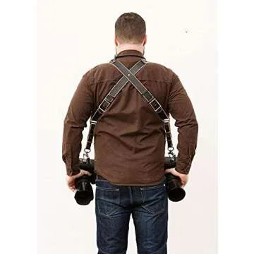 HoldFast Gear Money Maker Bridle Leather 2-Camera Harness Black, Hardware, Medium