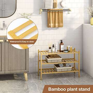 FILWH Bamboo Shoe Rack Stackable Shoe Shelf Storage Organizer for Unit Entryway Hallway and Closet Sturdy Freestanding Shoe Shelf(3 Tier Natural)