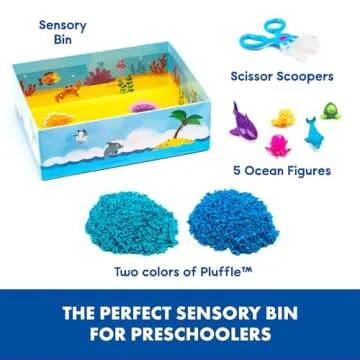 Educational Insights Playfoam Pluffle Ocean Sensory Set with 2 Colors of Playfoam Pluffle, 9 Piece Set, Ages 3+