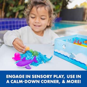 Educational Insights Playfoam Pluffle Ocean Sensory Set with 2 Colors of Playfoam Pluffle, 9 Piece Set, Ages 3+