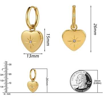 Ornaland Heart Pendant Necklac Earrings for Women 18K Gold Plated Star Shape Charms Necklace Earring...