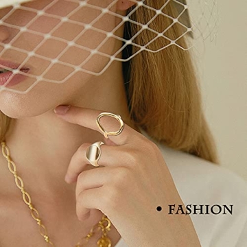 MOROYA Chunky Gold Dome Rings Set for Women