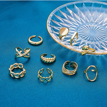 MOROYA Chunky Gold Dome Rings Set for Women