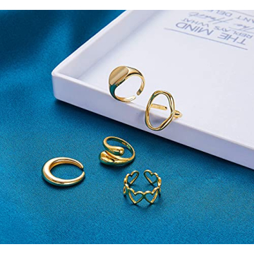 MOROYA Chunky Gold Dome Rings Set for Women