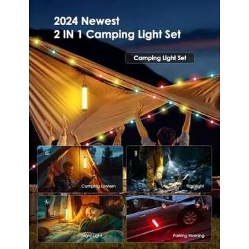 OUTPEAK Portable Camping Lantern with RGB String Lights