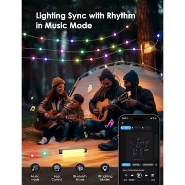 OUTPEAK Portable Camping Lantern with RGB String Lights