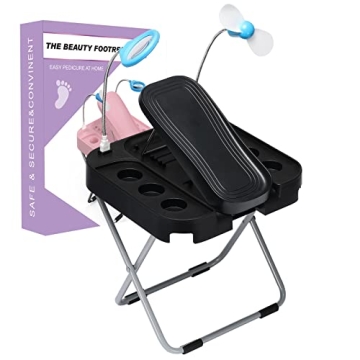 Adjustable Pedicure Foot Rest with Fan & Storage Box