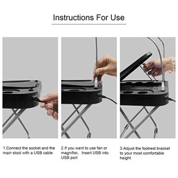 Adjustable Pedicure Foot Rest with Fan & Storage Box