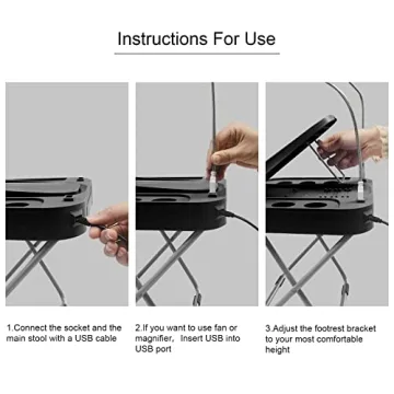 Adjustable Pedicure Foot Rest with Fan & Storage Box
