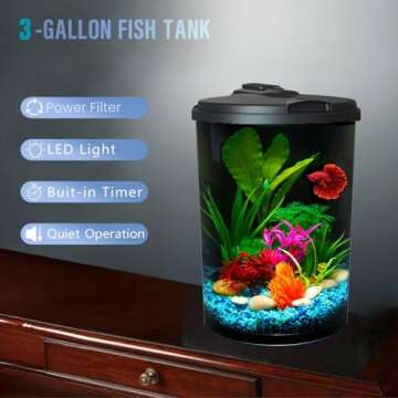 Koller Products AquaView 3-Gallon Aquarium with LED Lights
