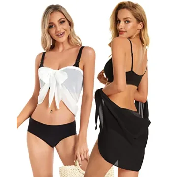 Stylish Black and White Sarong Cover Ups for Swimwear