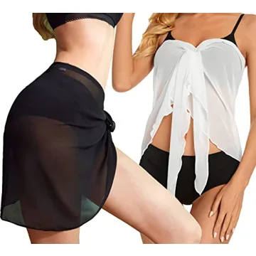Stylish Black and White Sarong Cover Ups for Swimwear