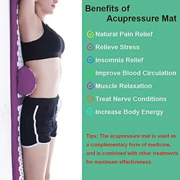 XiaoMaGe Acupressure Mat and Pillow Set with Bag - Extra Long Acupuncture Mat for Neck & Back Pain Relief- Naturally Relaxation Gift for Women - Stress Relief Massage Mat (Purple)