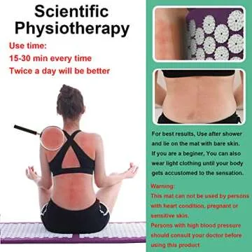 XiaoMaGe Acupressure Mat and Pillow Set with Bag - Extra Long Acupuncture Mat for Neck & Back Pain Relief- Naturally Relaxation Gift for Women - Stress Relief Massage Mat (Purple)