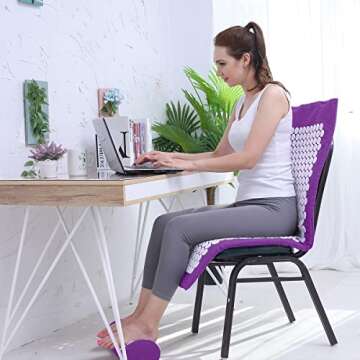 XiaoMaGe Acupressure Mat and Pillow Set with Bag - Extra Long Acupuncture Mat for Neck & Back Pain Relief- Naturally Relaxation Gift for Women - Stress Relief Massage Mat (Purple)