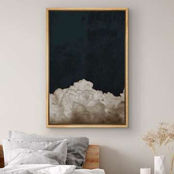 SIGNWIN Framed Canvas Print Wall Art Dark High Contrast Storm Clouds in Sky Nature Wilderness Photography Modern Art Rustic Landscape Relax/Calm for Living Room, Bedroom, Office - 16"x24" Natural