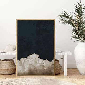 SIGNWIN Framed Canvas Print Wall Art Dark High Contrast Storm Clouds in Sky Nature Wilderness Photography Modern Art Rustic Landscape Relax/Calm for Living Room, Bedroom, Office - 16"x24" Natural