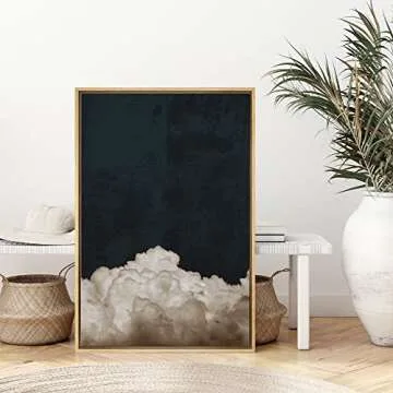 SIGNWIN Framed Canvas Print Wall Art Dark High Contrast Storm Clouds in Sky Nature Wilderness Photography Modern Art Rustic Landscape Relax/Calm for Living Room, Bedroom, Office - 16"x24" Natural