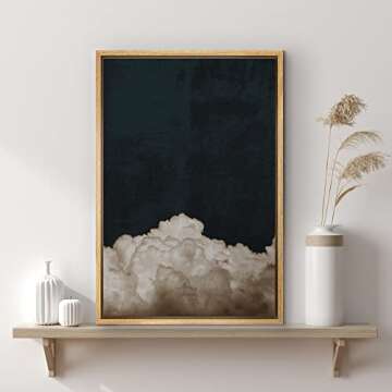 SIGNWIN Framed Canvas Print Wall Art Dark High Contrast Storm Clouds in Sky Nature Wilderness Photography Modern Art Rustic Landscape Relax/Calm for Living Room, Bedroom, Office - 16"x24" Natural