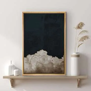 SIGNWIN Framed Canvas Print Wall Art Dark High Contrast Storm Clouds in Sky Nature Wilderness Photography Modern Art Rustic Landscape Relax/Calm for Living Room, Bedroom, Office - 16"x24" Natural