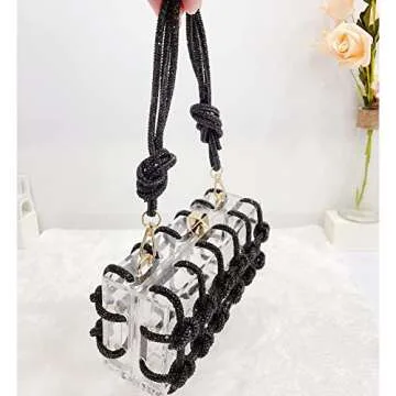 Clear Acrylic Bag Rhinestone Acrylic Clutch Crystal Evening Purses for Women Glitter Handbag for Wedding Cocktail Party Prom