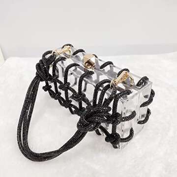 Clear Acrylic Bag Rhinestone Acrylic Clutch Crystal Evening Purses for Women Glitter Handbag for Wedding Cocktail Party Prom
