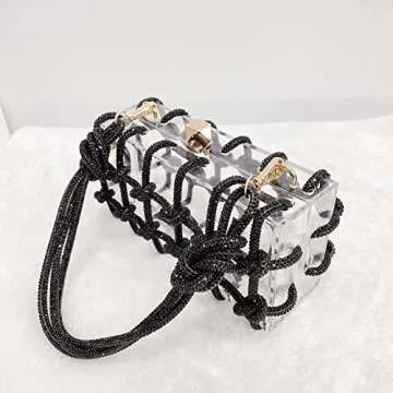 Clear Acrylic Bag Rhinestone Acrylic Clutch Crystal Evening Purses for Women Glitter Handbag for Wedding Cocktail Party Prom