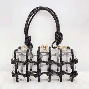 Clear Acrylic Bag Rhinestone Acrylic Clutch Crystal Evening Purses for Women Glitter Handbag for Wedding Cocktail Party Prom