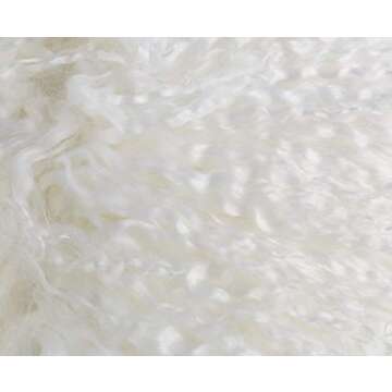 Confibona 100% Real Round Mongolian Lamb Fur Curly Wool Throw Pillow Cushion Decorative Pillow for Living Room Bedroom Car, Pillow Insert Included,16in Diameter,White