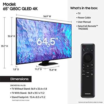 SAMSUNG 65-Inch 4K Q80C QLED TV: Quantum HDR+, Dolby Atmos, Smart Features