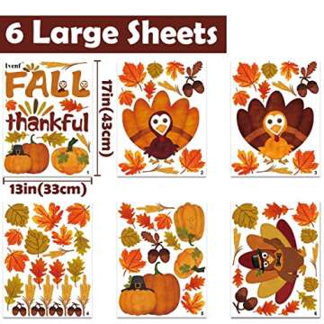 Ivenf Thanksgiving Window Clings for Autumn Decor