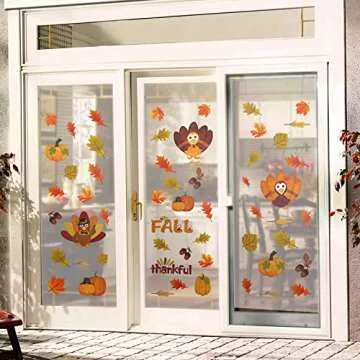 Ivenf Thanksgiving Window Clings for Autumn Decor