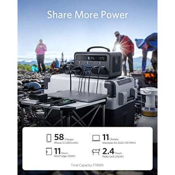 Anker Portable Generator 778Wh, 545 Portable Power Station (PowerHouse 778Wh), 500W Outdoor Generator with 110V 2-AC Outlets, 2X 60W PD Outputs and LED Light for RV, Camping, Emergencies, and More