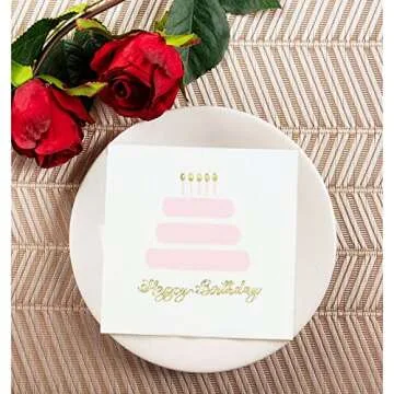 Light Pink Happy Birthday Napkins for Parties 50 Pack