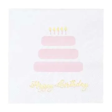 Light Pink Happy Birthday Napkins for Parties 50 Pack